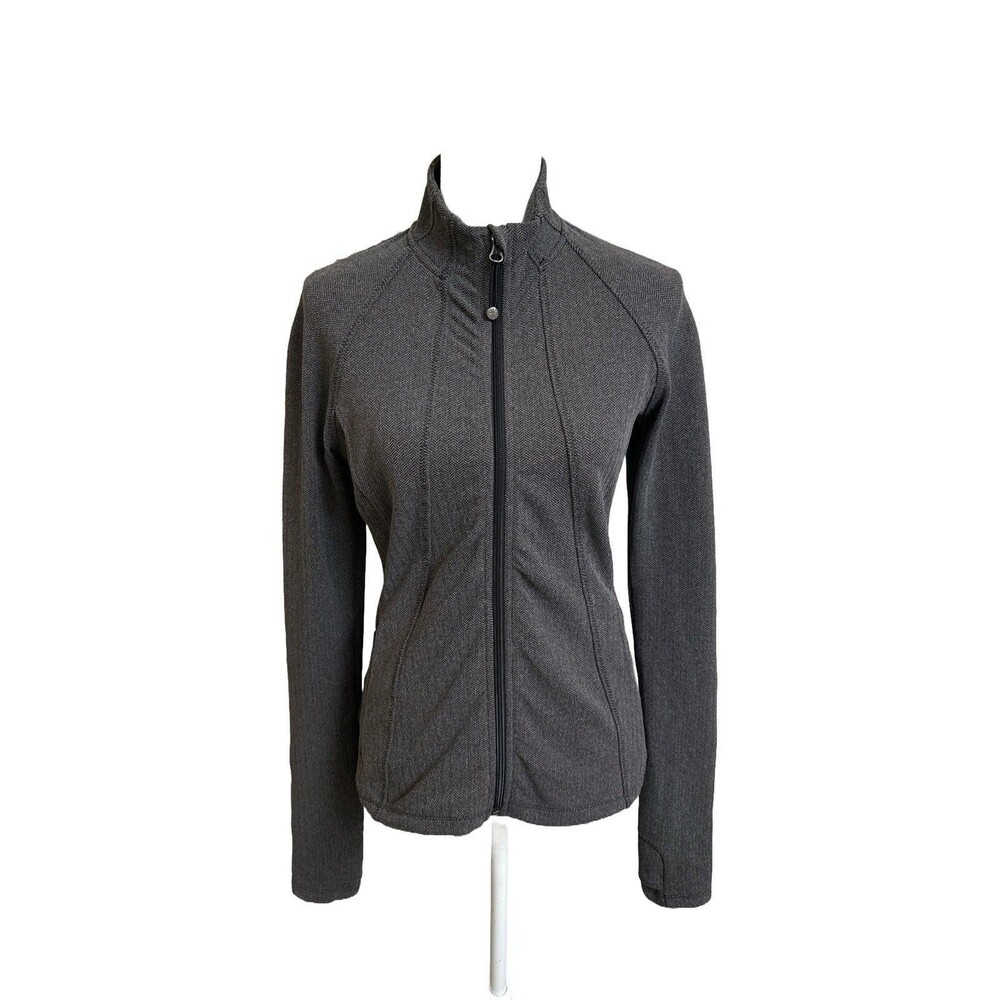 Athleta Women's S Hope Activewear Jacket Grey Herringbone Small Full Zip